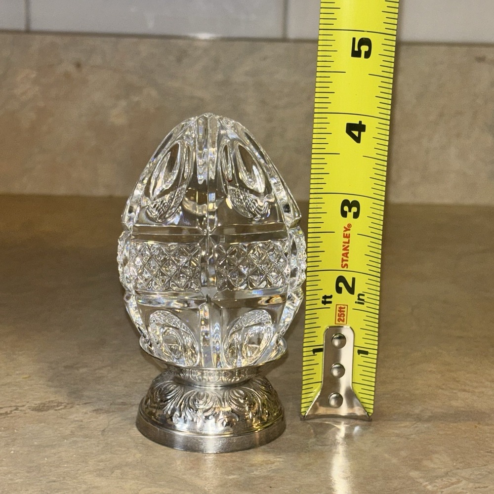 Vintage Waterford Crystal Annual Egg 1997 8th Edition On Silver Plated Stand - Picture 11 of 16